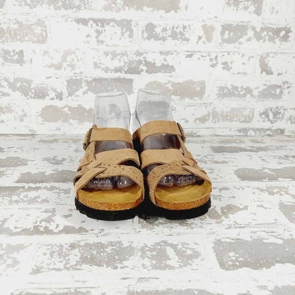 Spring Step Women's Tan Leather Adjustable Strap With Buckle Cork Sandals V323 - Picture 3 of 7